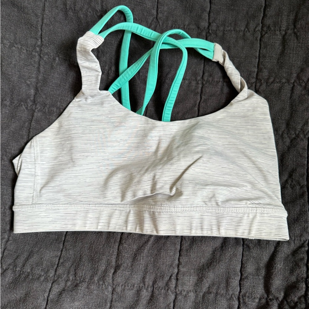 Women's Striped Sports Bra - Mint Green straps